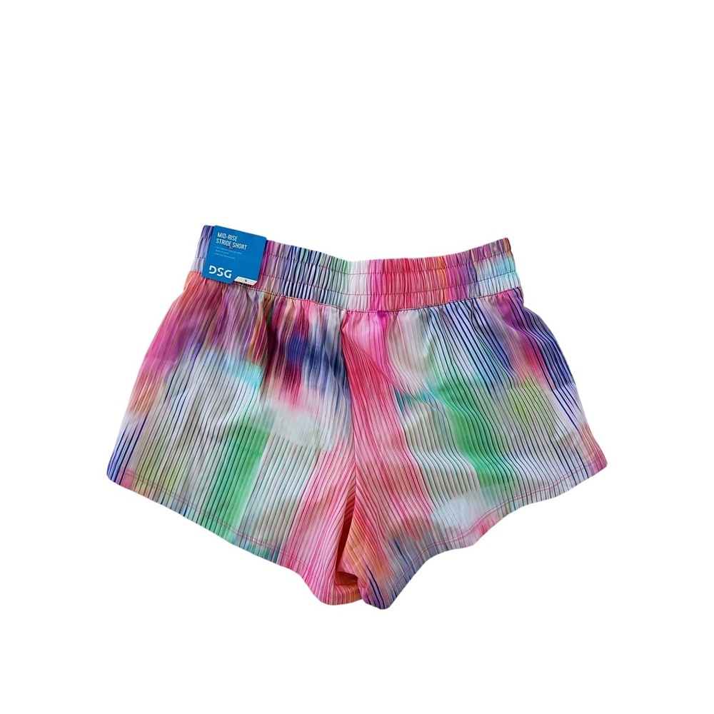 NWT DSG Mid-Rise Stride Shorts Fits Small Multicolor Abstract Pleated Athletic